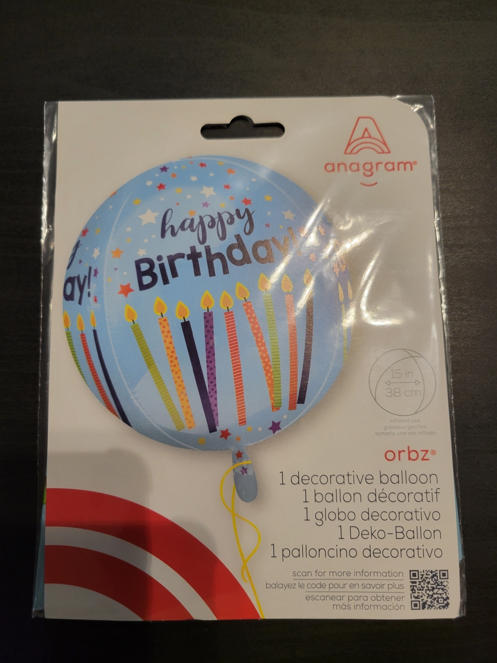 Anagram Blue "Happy Birthday" Orbz Decorative Balloon